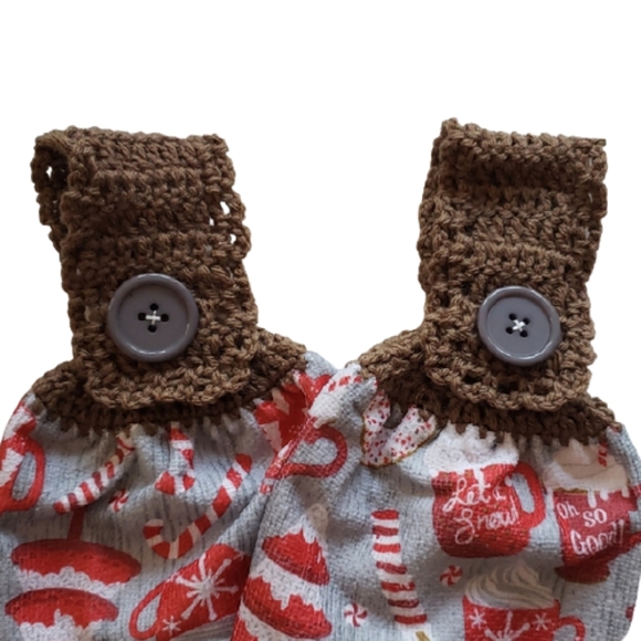 Handmade Crocheted Top Dish Towel Set of 2 - Picture 2 of 5